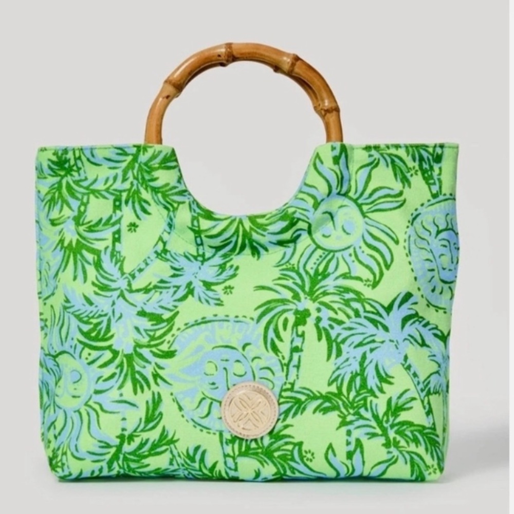Lilly Pulitzer Bag - Lilly Pulitzer Bamboo Handle Bag Cool Mint Catchin Rays NWT